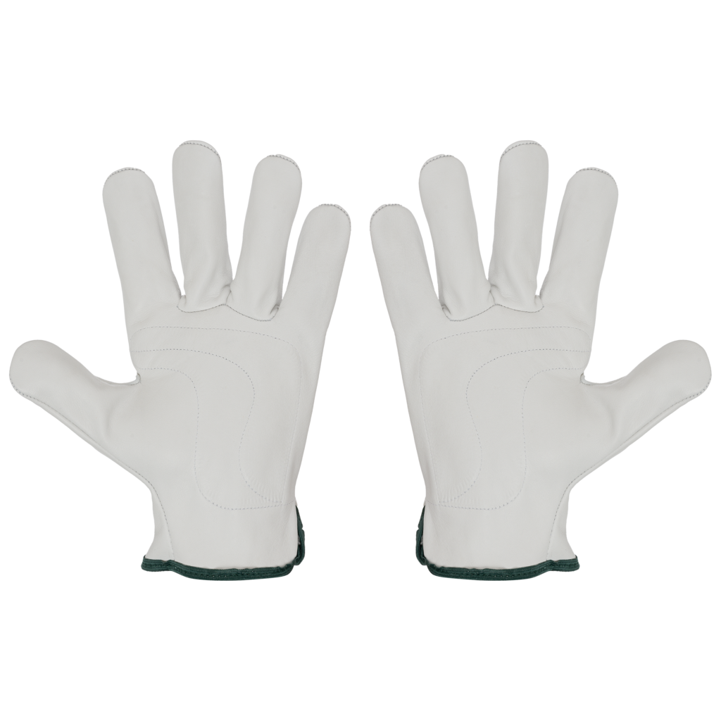 white leather gloves