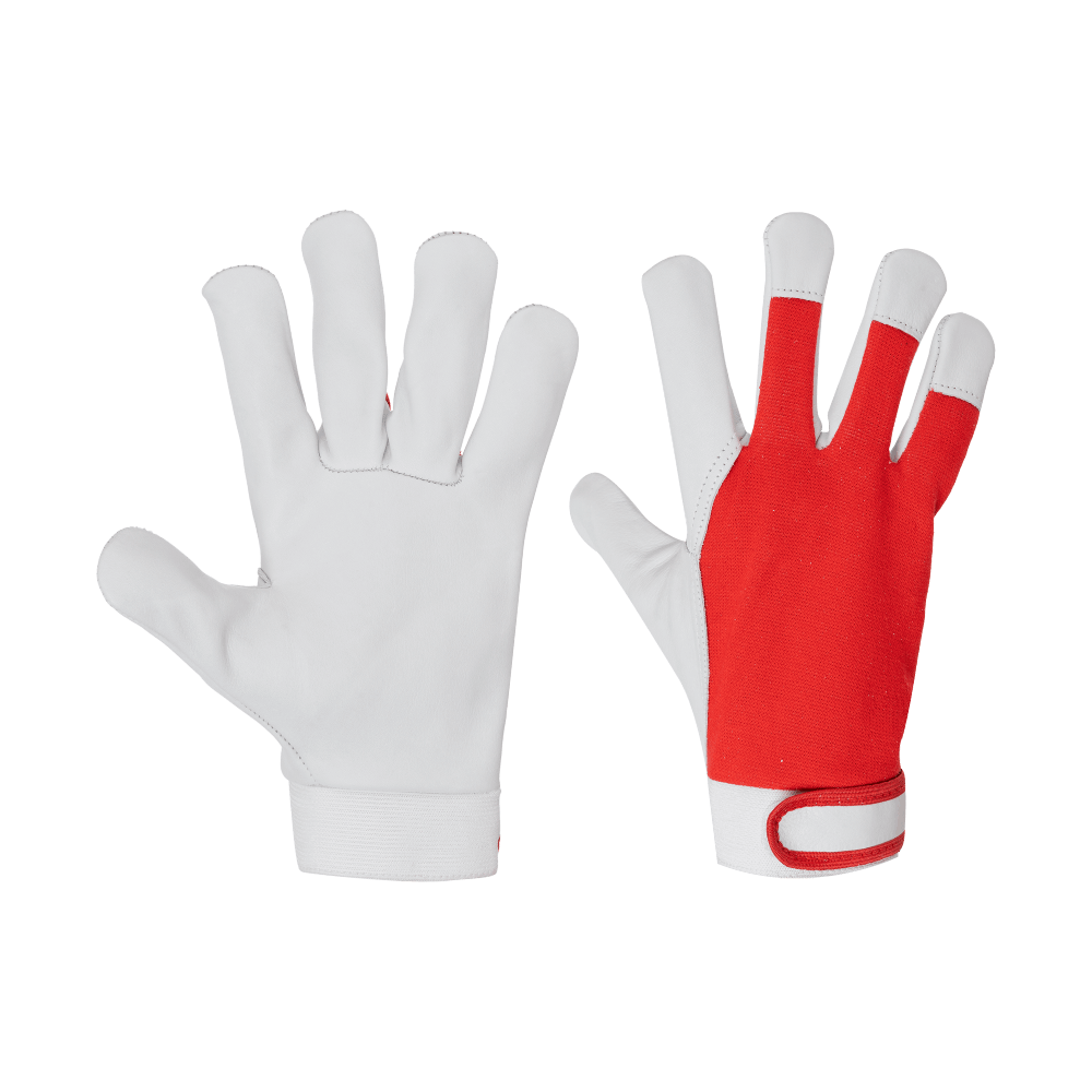 red and white gloves
