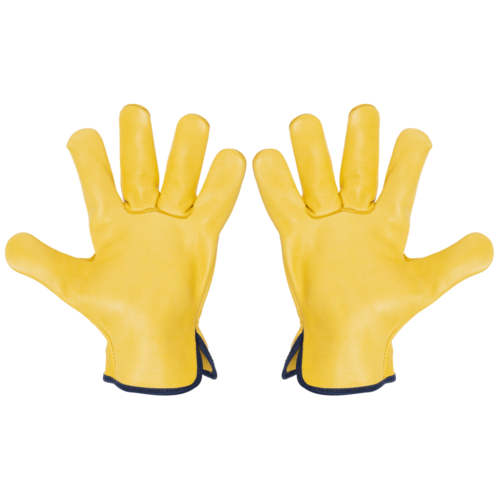yellow leather gloves
